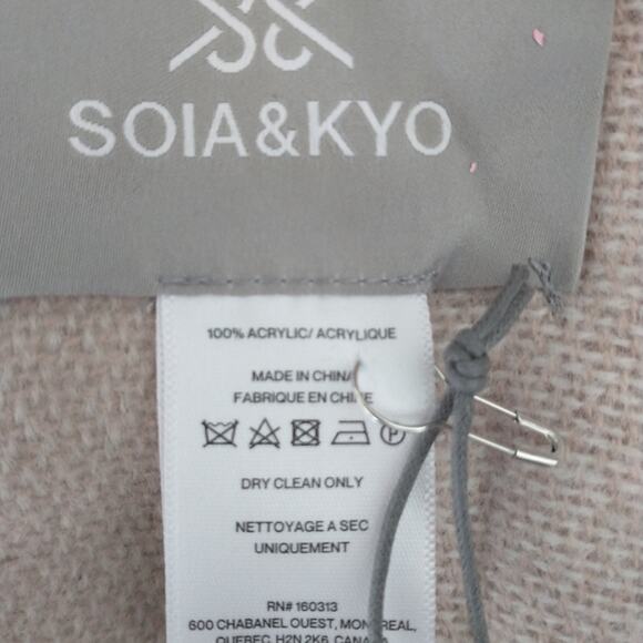 Soia & Kyo Scarf Wrap Women's One Size Cream Tan Soft Knit Color Block Fringed - Picture 4 of 9